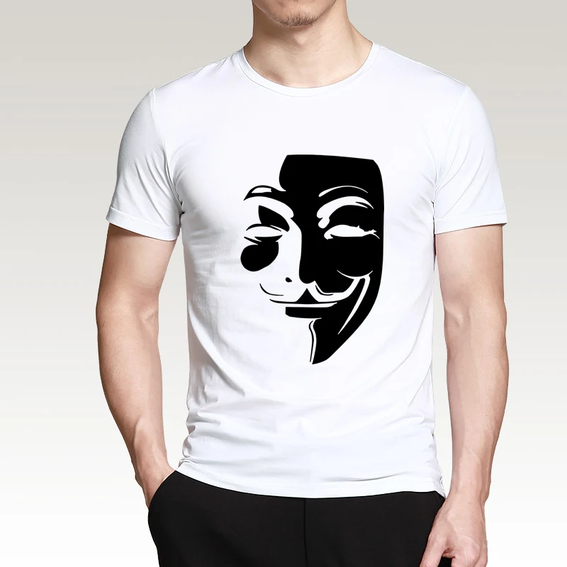 Мужская футболка с круглым вырезом V for Vendetta Повседневная модная из 100% хлопка
