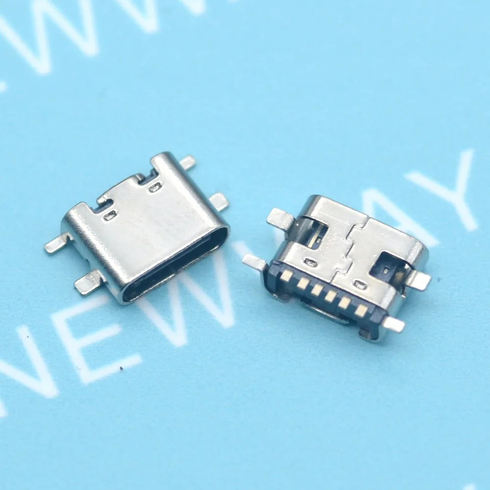 50 шт./Лот микро Usb разъем 3 1 Type-C 6-контактный Smd для женской розетки зарядного