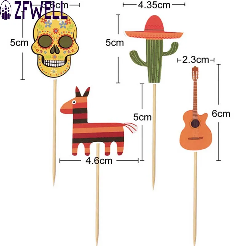 ZFWELL2Day of the Dead Party фиеста Кепка кактус лошадь гитара пината вставка для торта
