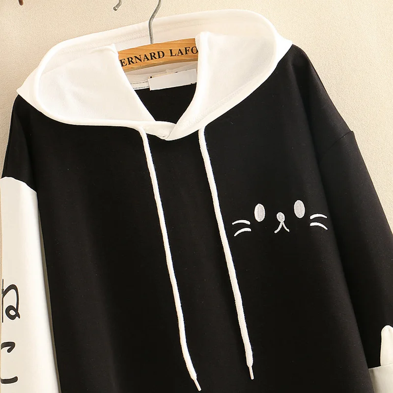 WXCTEAM Kawaii Harajuku маленький кот котенок печатных толстовки для женщин теплый флис