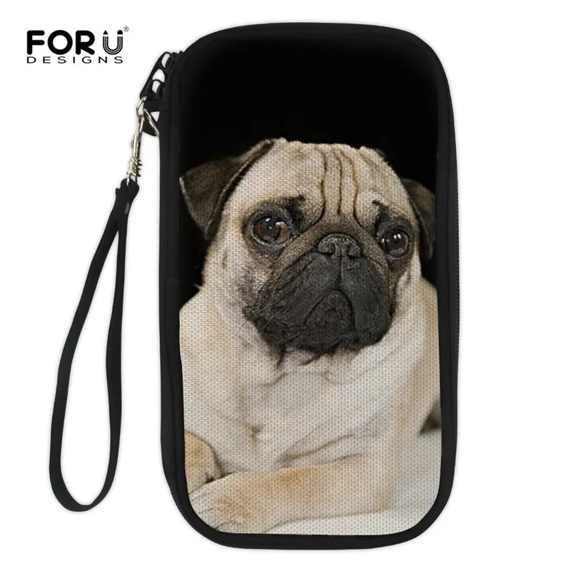 FORUDESIGNS Женский Длинный кошелек в виде мопса бульдога на молнии держатели для карт