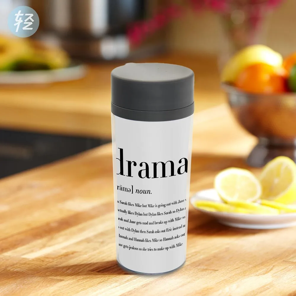 Black White Minimalist Life Quotes Typography BPA Free Modern Wide Mouth Plastic Insulated Kids Water Bottles 300ml Art Gifts | Дом и сад