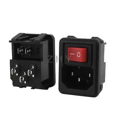 AC 250 В 10A SPST 2 Пальцы Красный Кнопка Rocker Switch IEC320 C14 входной Разъем Шт. |
