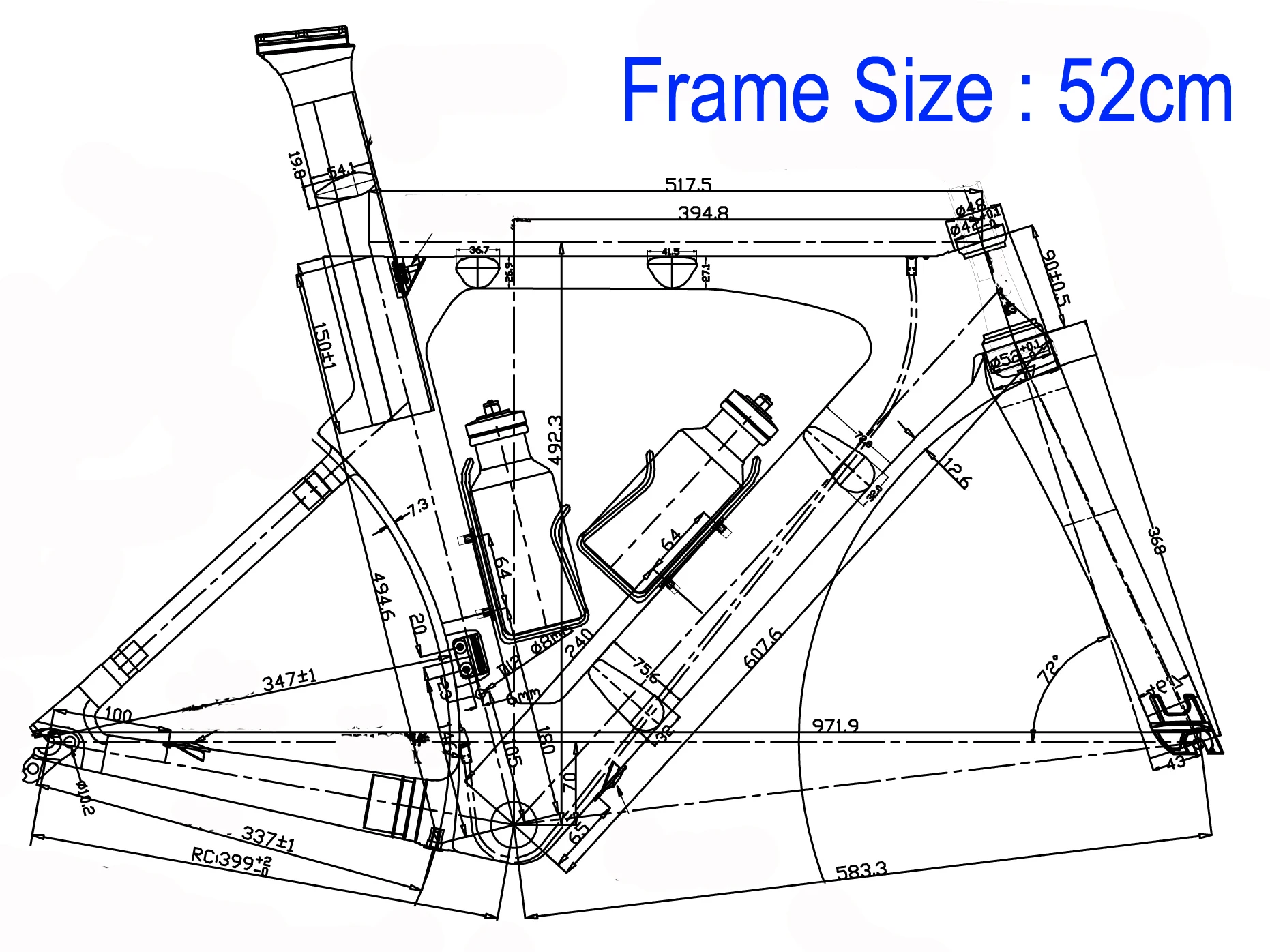 Полностью карбоновая велосипедная рама UD матовая для триатлона 52 см | Спорт и