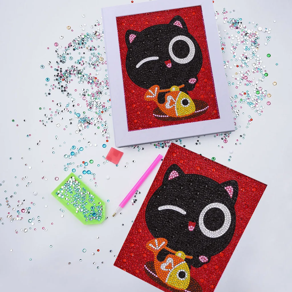 5D DIY особой формы алмазов картина кошка любит рыбу для вышивания крестиком Стразы