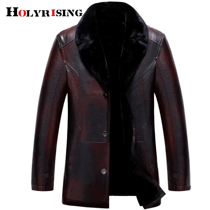 Holyrising мужские Куртки из искусственной кожи зимнее утепленное пальто кожаная