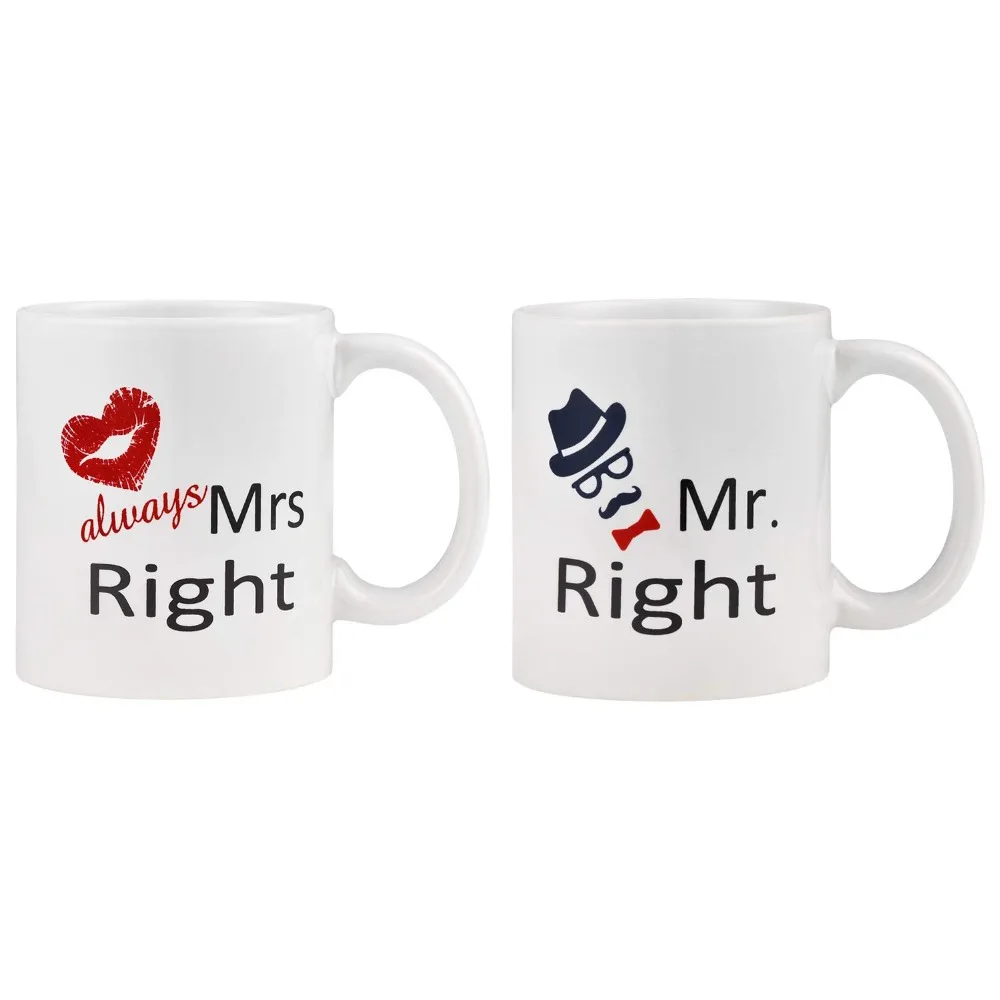 Пара кружка для кофе Mr Right и Mrs Набор чашек пары из 2 кружек новинка подарок на день