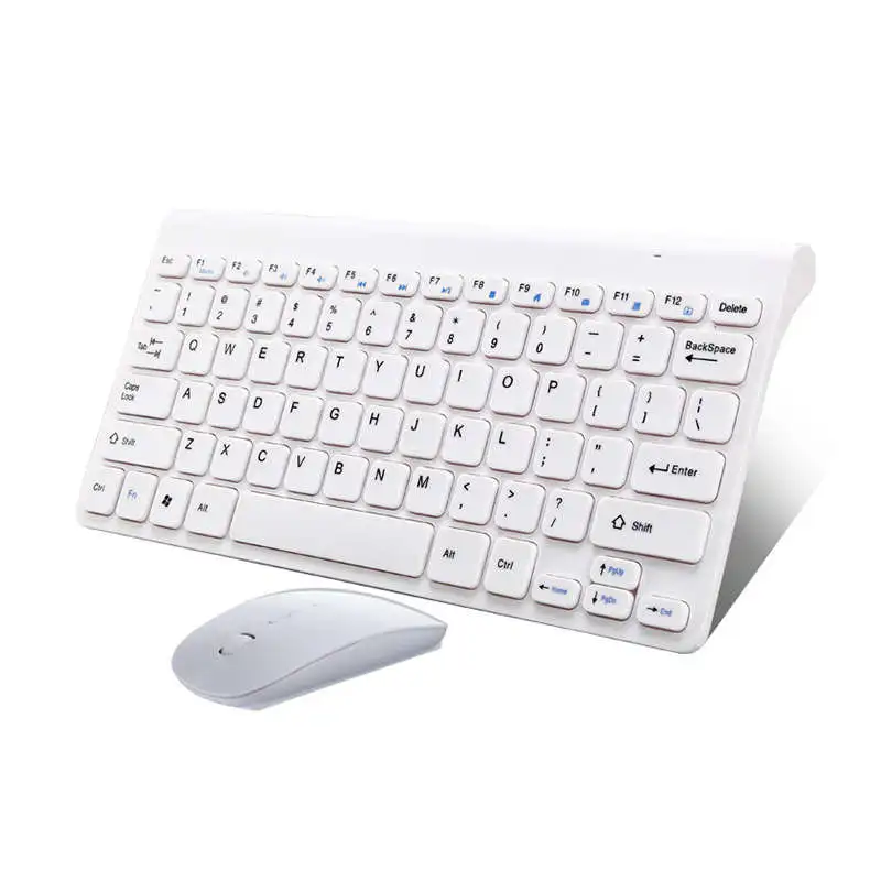 White Мини Беспроводная мышь Клавиатура для ноутбука Настольный компьютер Mac домашний офис эргономичная игровая клавиатура мышь комбинированная мультимедийная - Color: White