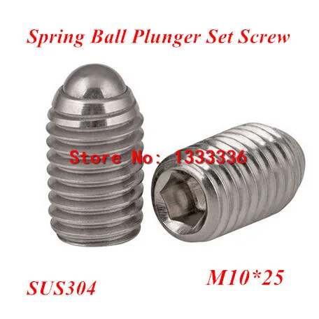 

10pcs M10*25 Hex Socket Spring Ball Plunger Set Screw, 10mm wave beads positioning marbles tight screws Stainless steel