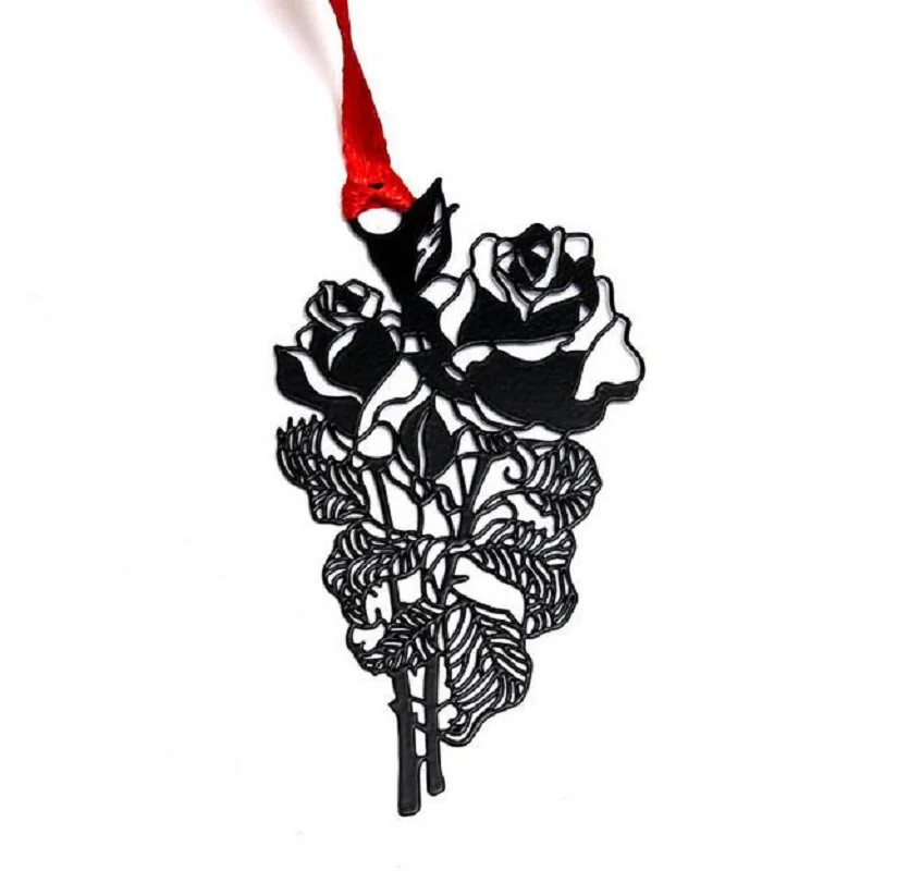 10pcs Stainless Steel Black Rose Bookmark Book card For Wedding Baby Shower Party Birthday Favor Gift Souvenirs | Дом и сад