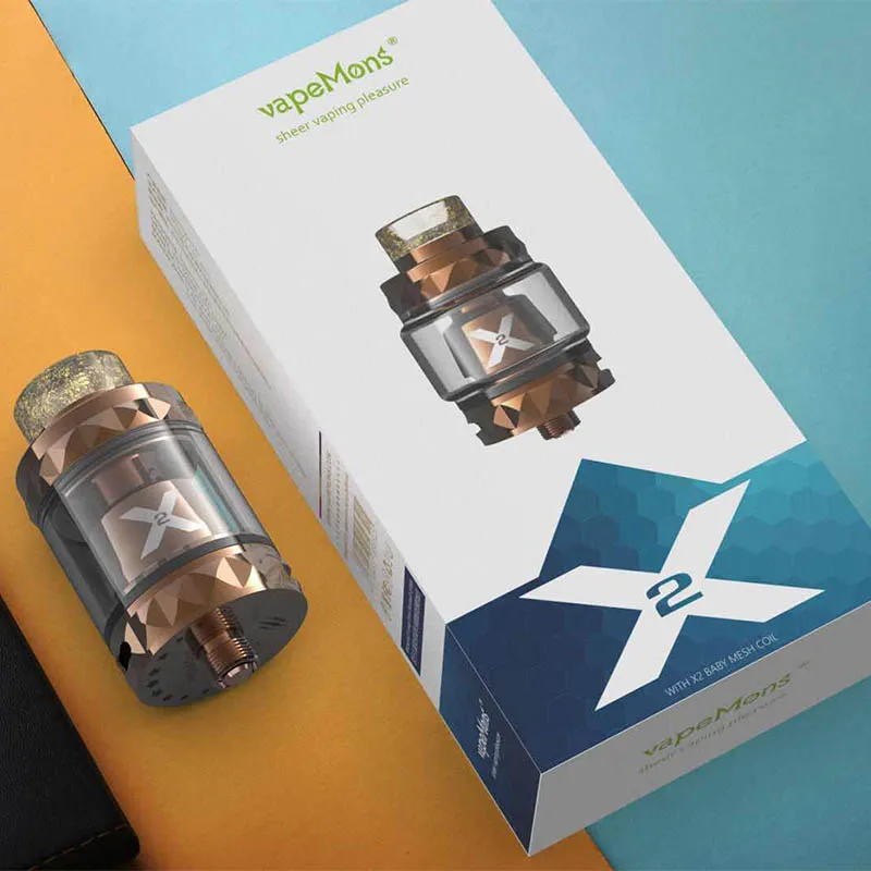 

Vapemons X2 Mesh Atomizer 28mm Diameter 4ml Capacity 0.15ohm 510 Thread Top Filling Electronic Cigarette Vape Tank Vaporizer