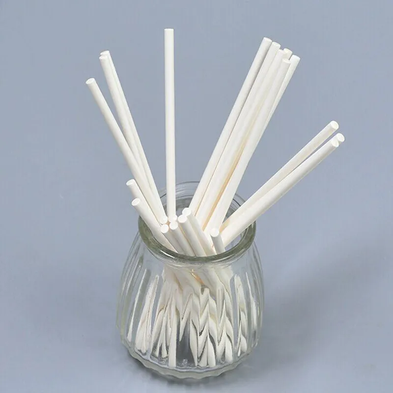 100pcs white 100 шт. палочки для конфет украшение свадебного стола аксессуары для еды марки торт из леденцов Pops Бумажные палочки детский Декор для вечеринки в честь Дня Рождения - Цвет: 100pcs white