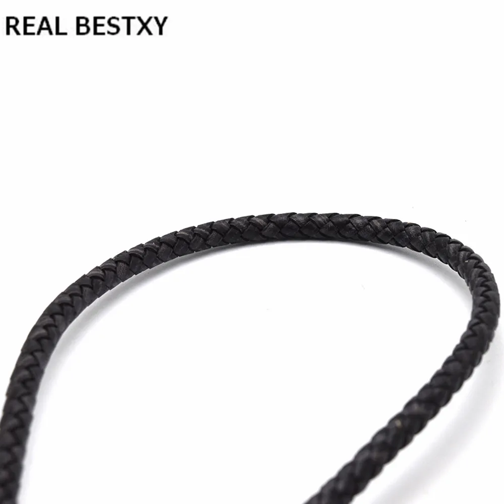 REAL BESTXY 1m/lot genuine cowhide round leather black antique leather cord for bracelets making blue leather round cord green