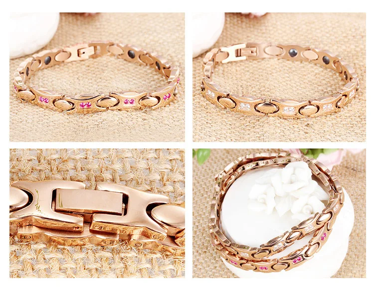 

Titanium Plated Rose Bracelet Female Simple Korean Version of Zircon Magnet Jewelry Health Jewelry