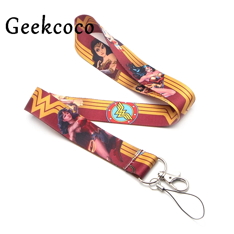 

Super woman cartoon keychains Accessories Safety Breakaway Mobile Phone USB ID Badge Holder Keys Straps Tag Neck lanyard J0229