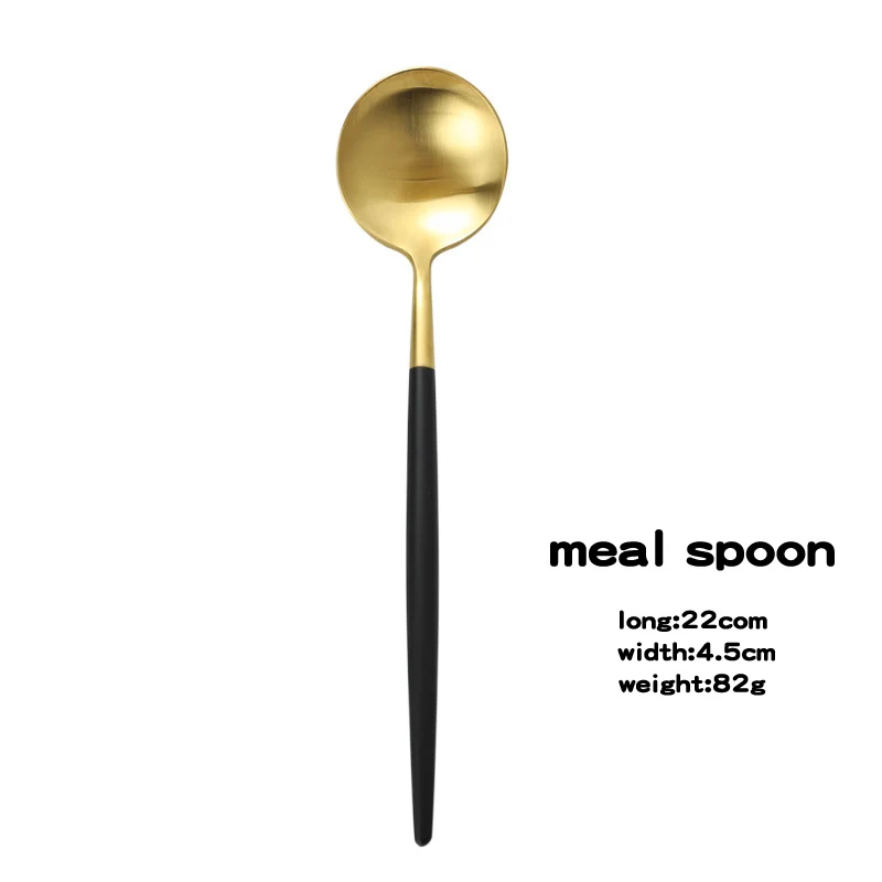 black and gold spoon Столового серебра западные столовые приборы, 18/10 Нержавеющая сталь вилка Посуда, Ножи вилка ложка, чайная ложка, столовые приборы, можно мыть в посудомоечной машине - Цвет: black and gold spoon