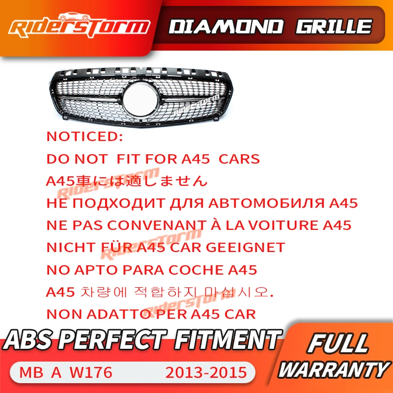 Алмазная Передняя решетка для Mercedes benz A Class W176 A180 A200 A220 A250 A300 2013 2015 без