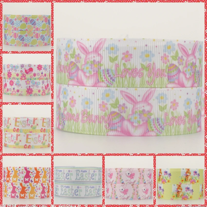 Новый 50 ярдов Счастливой Пасхи дней ленты печатным рисунком grosgrain с