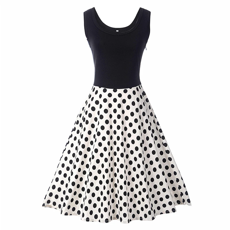 Kostlish Танк Летнее Платье Женщины Без Рукавов Лоскутное Печати Винтажное 2017