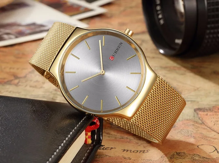 CURREN 8256 Черные новые розовые золотые наручные часы люксовый бренд аналоговые