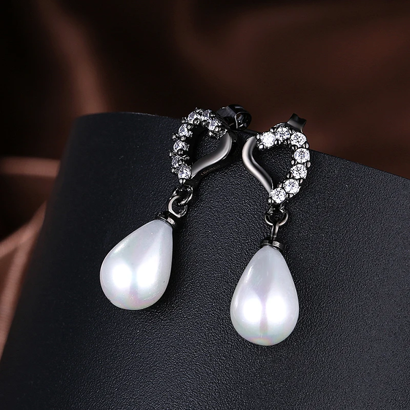 Модные серьги-гвоздики из искусственного жемчуга черного золота для женщин с