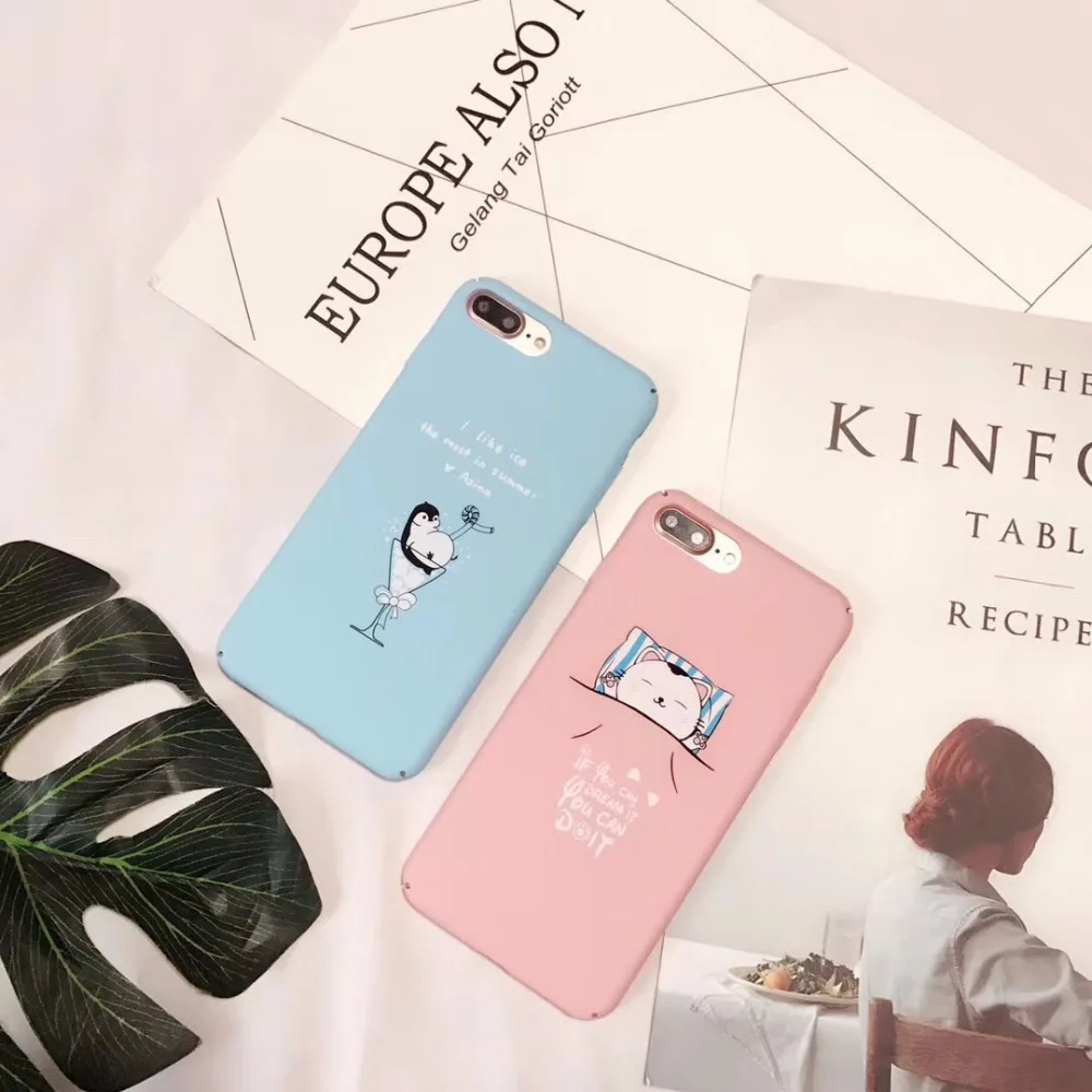 Lanche новый Пингвин и кот шаблон телефона чехол Мобильный сумка для iPhone 6 7 8 X плюс A97