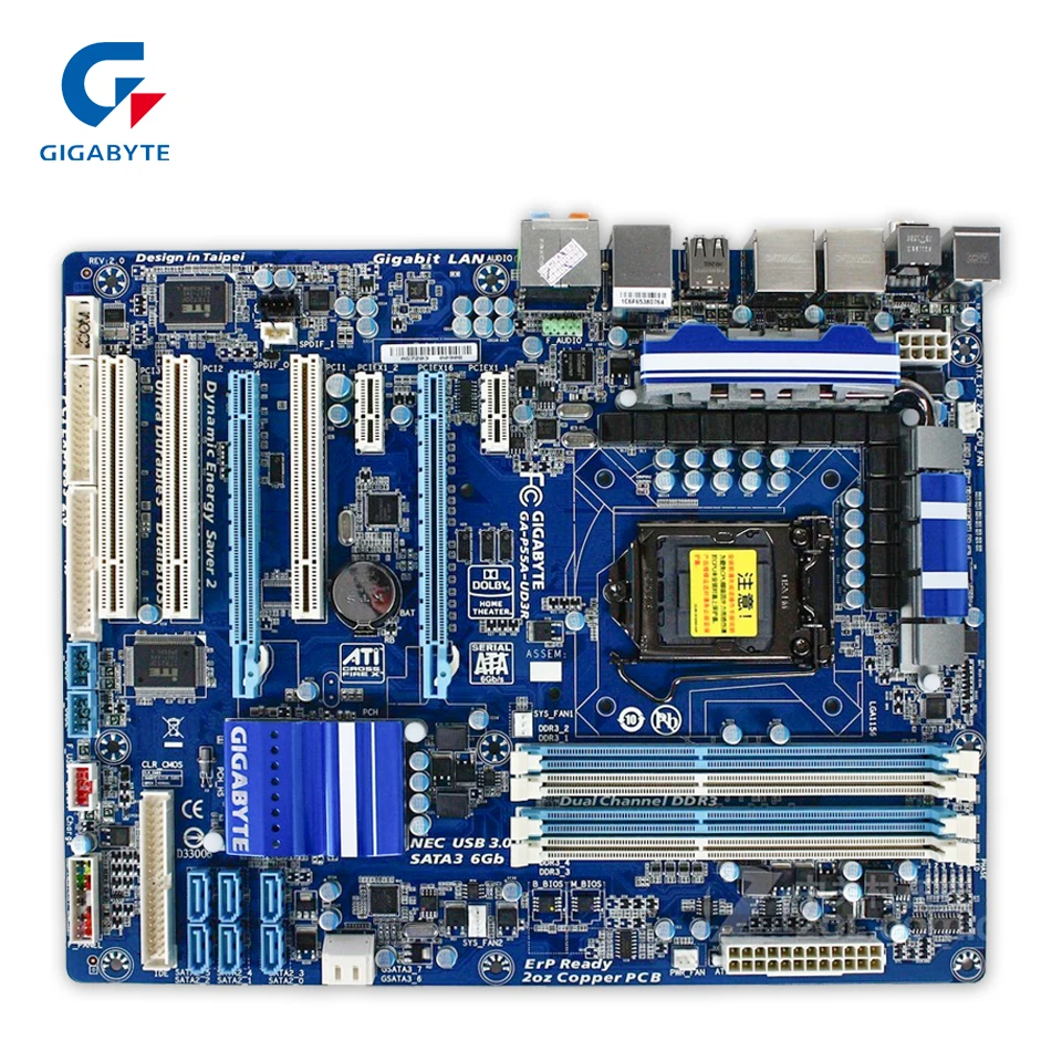 Материнская плата для настольного компьютера Gigabyte GA-P55A-UD3R P55A-UD3R P55 LGA 1156 Core i7 i5 i3 DDR3 16G SATA3 USB3.0 ATX.