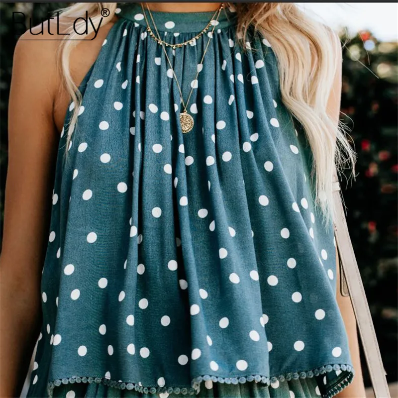 Женский комбинезон из двух предметов короткий в горошек летний повседневный с