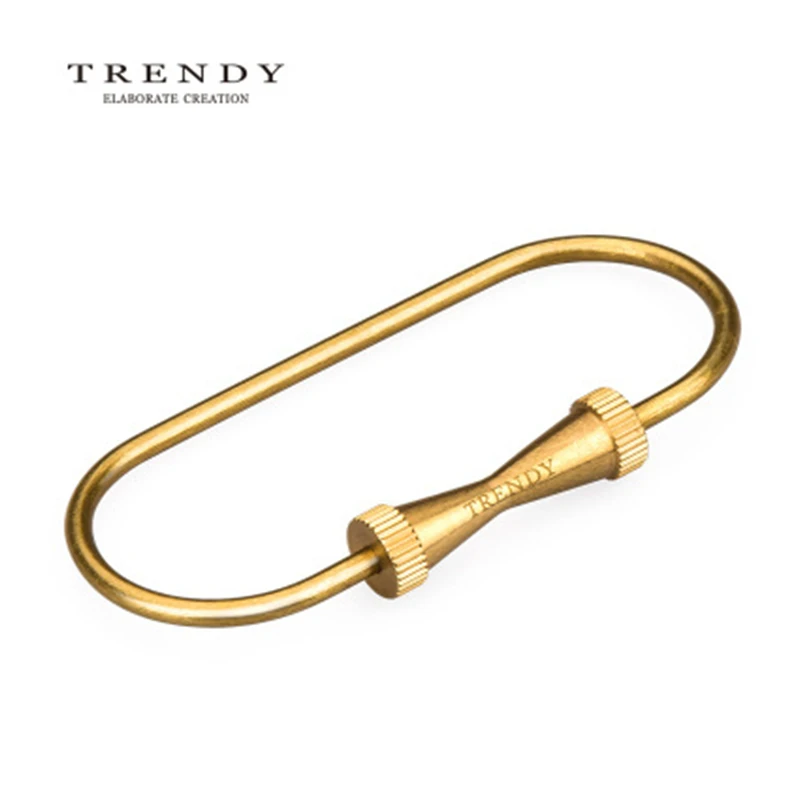 

EDC Brass Keychain Handmade Retro Pure Copper Car Keychain Waist Ring Buckle Outdoor Hiking Camping Anti-lost Keychain