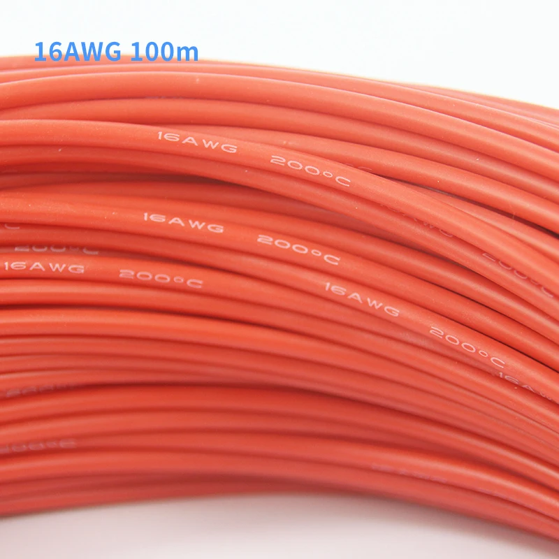 100 метров черный красный синий силиконовый провод 16AWG термостойкий 200 градусов