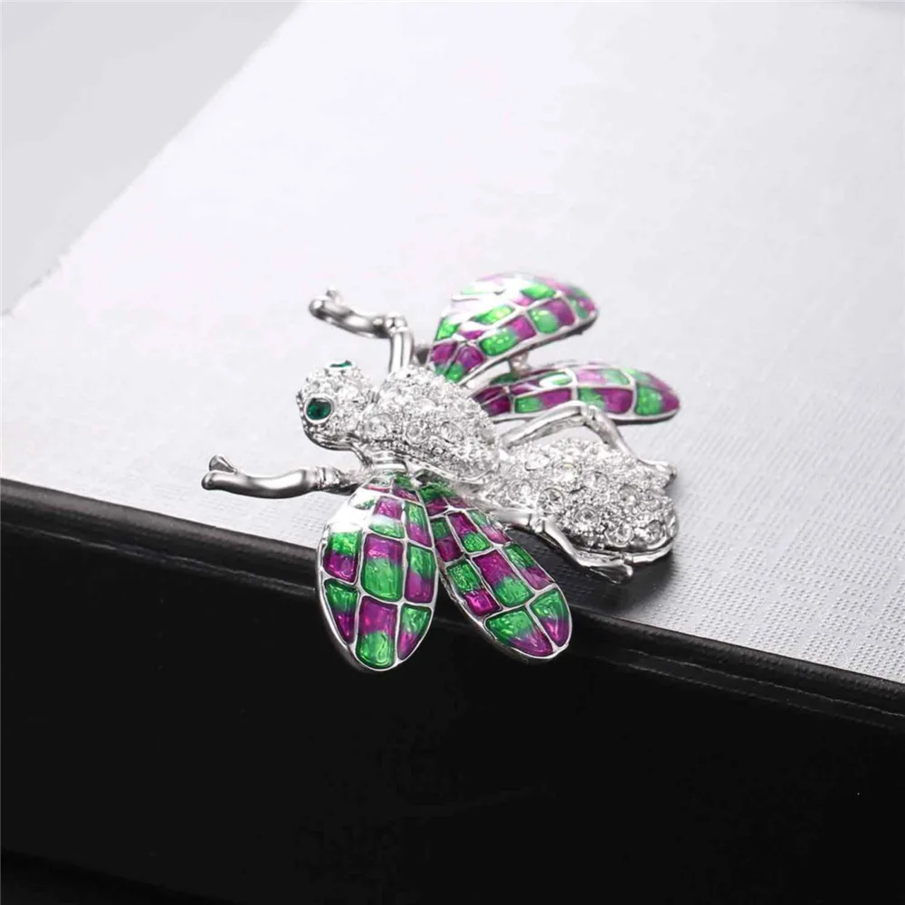 Золотая/серебряная брошь Kpop в виде животных с австрийскими стразами фиолетового