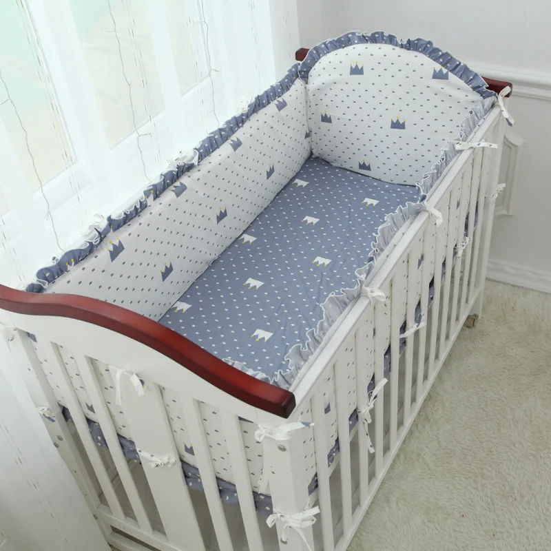 Новинка 2017 года комплект из 5 предметов белая хлопковая накладка на кроватку со