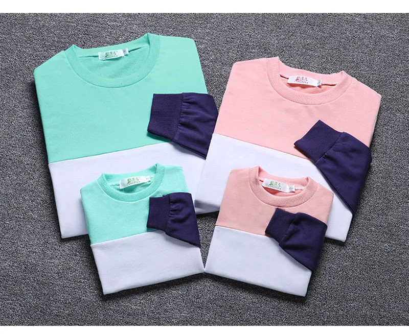 Семейные одинаковые наряды полосатые хлопковые футболки 2020 весна осень семейный