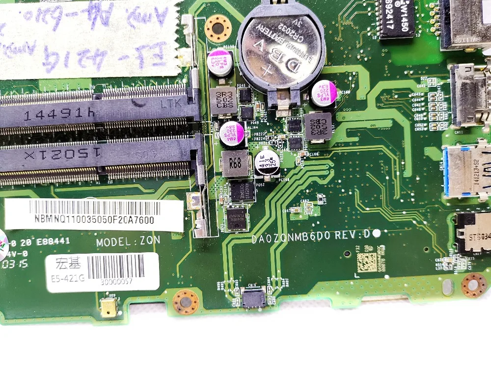 Оригинальный Для ACER E5 421G Материнская плата ноутбука A4 6210 R5 2000 2 Гб DA0ZQNMB6D0