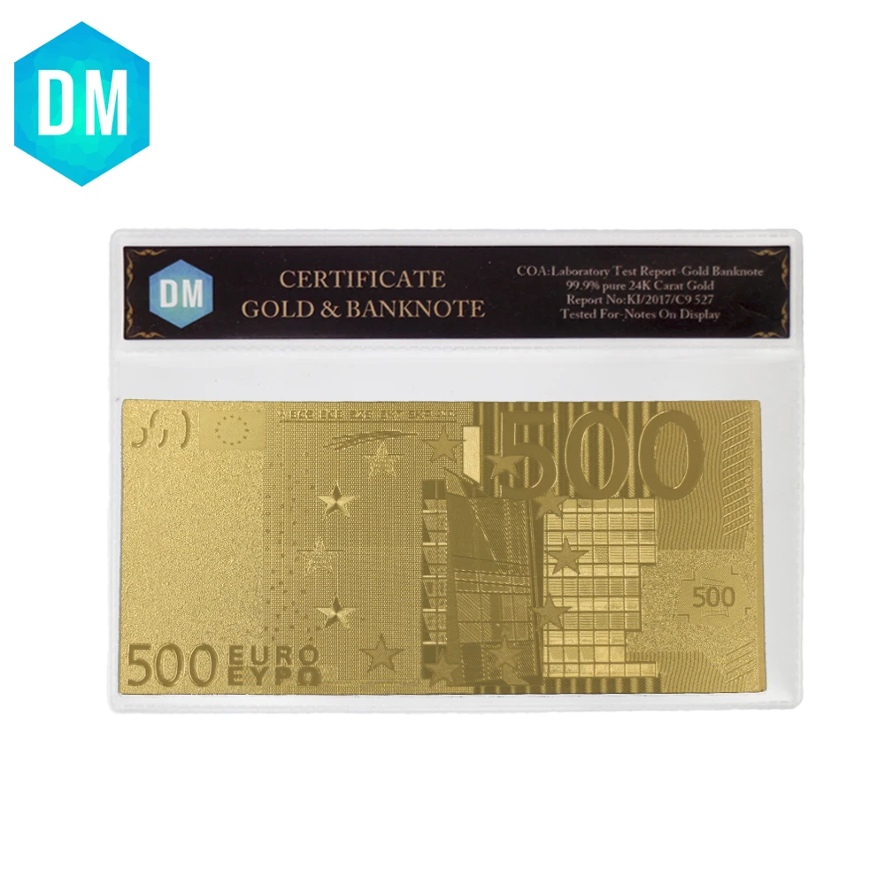Горячая Распродажа Золотая банкнота евро 500 EUR в позолоченной бумаге 24K для