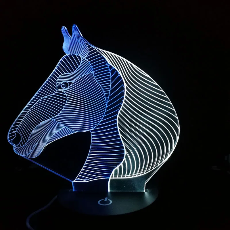Новая Лошадь 3D ночник креативный 3 D лампа визуальное освещение для украшения комнаты рождественский подарок, новинка для малышей
