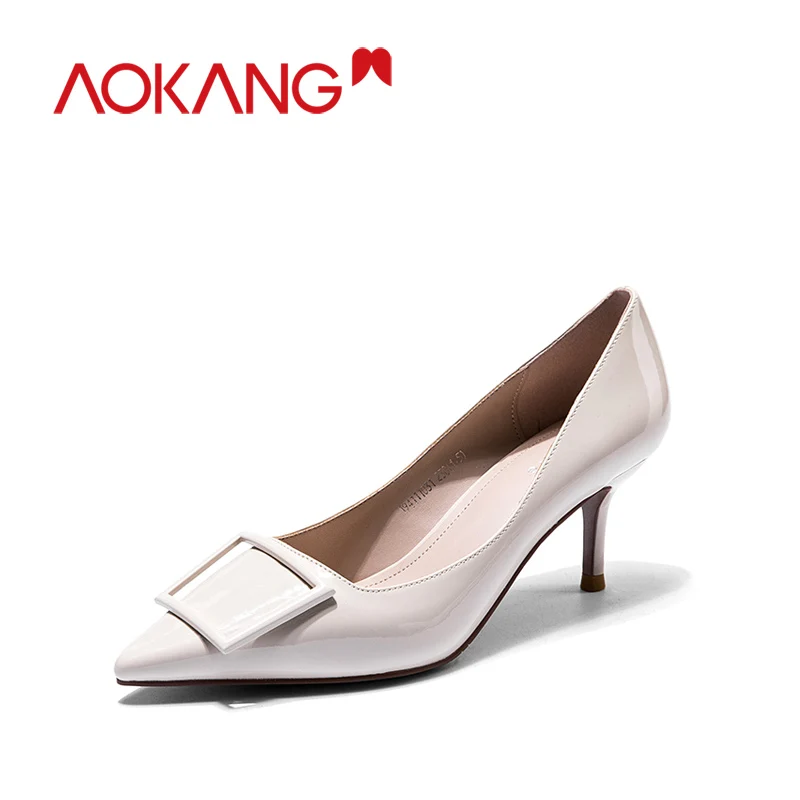 AOKANG/2019 г. Весенняя модная обувь женские туфли лодочки на высоком каблуке офисные