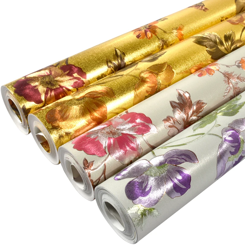 

European Metal Gold Foil Wall Paper 3d Embossed Living Room Tv Background Wallpaper Roll Silver Gold Wallpaper Home Decor