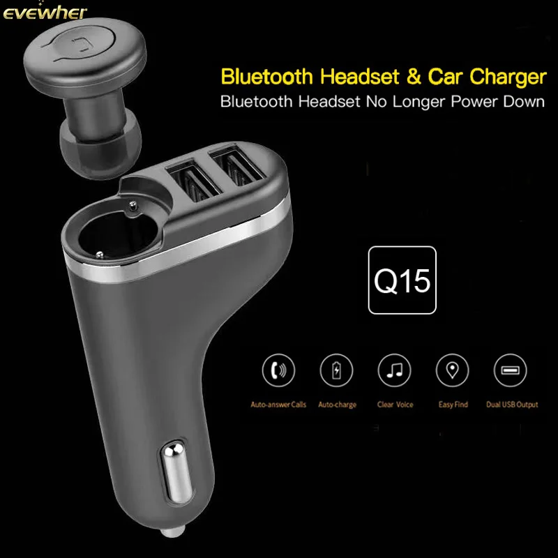 2 в 1 Q15A автомобильное зарядное устройство гарнитура беспроводной Bluetooth двойной USB