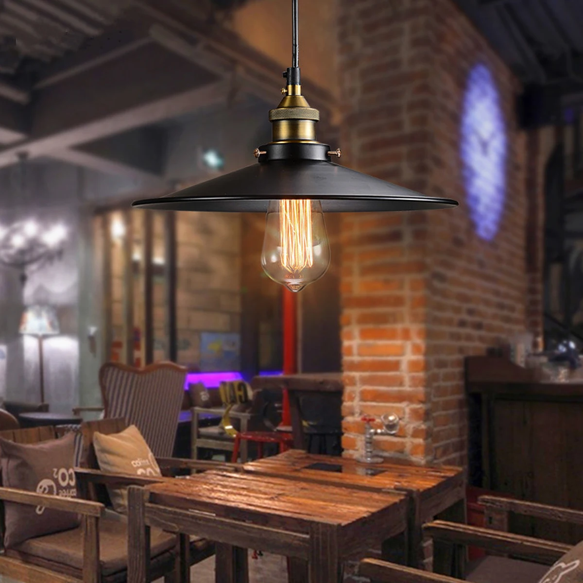 Lámpara colgante de hierro Vintage de Metal, lámpara de techo Retro Para garaje, sala de estar, restaurante, Bar, luz LED decorativa para interior