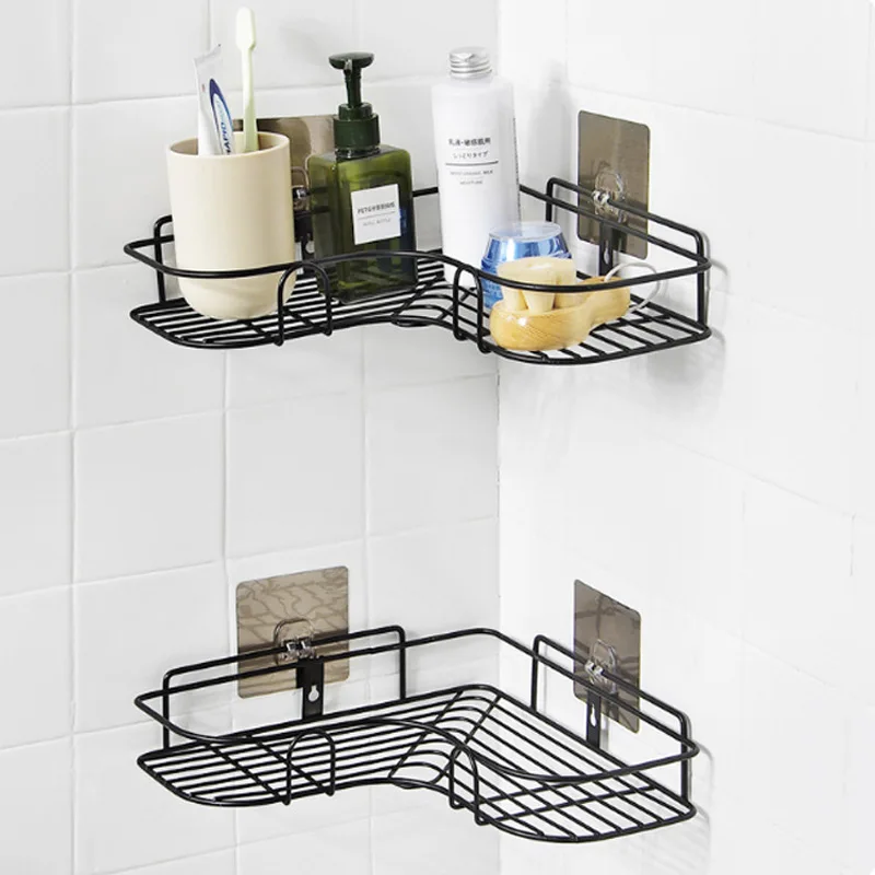 

Kitchen Storage Rack Iron Corner Drain Shelves Bathroom Storage Rack Wall-Mounted Shelf Bottle Kitchen Organizer Holder JJ50543