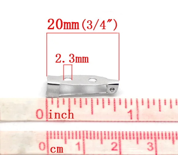 100 Серебристые булавки в тон фурнитура для задней части 20x5 мм (3/4 &quotx1/4&quot) и броши