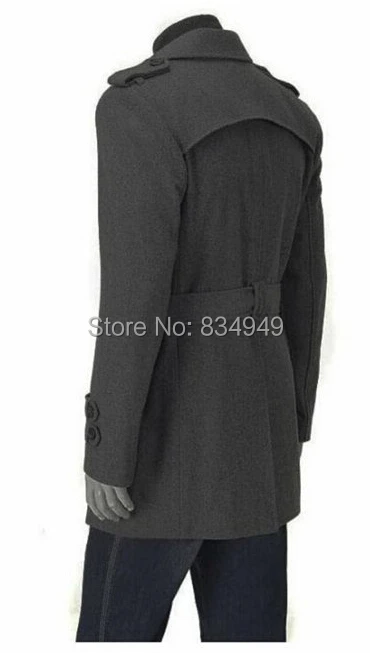 Custom Made Dark Grey Double Breasted Trench Coat Men Designer Winter Overcoat Long Cashmere Wool | Мужская одежда