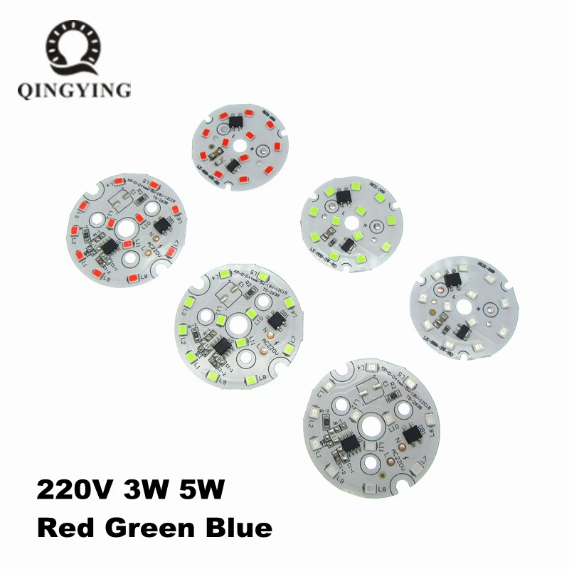 

1pcs SMD 2835 3W 5W LED 220v LED PCB Integrated Smart IC Driver Red Green Blue Light Source For LED Bulb