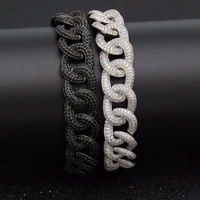 hip hop aaa zircon paved bling iced out cz bracelets black silver color cuban miami link chain charm jewelry drop shipping