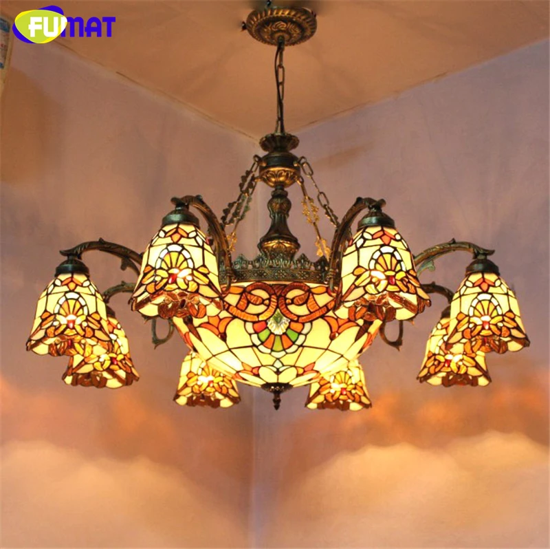 Витражные люстры FUAMT винтажные подвесные светильники в европейском стиле для