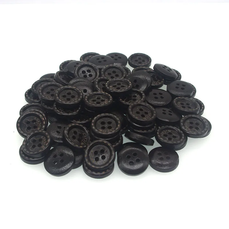 Wooden Sewing Buttons Scrapbooking Round Black Two Holes Mickey Pattern 15mm 50PCs Costura Botones Decorate bottoni botoes | Дом и сад