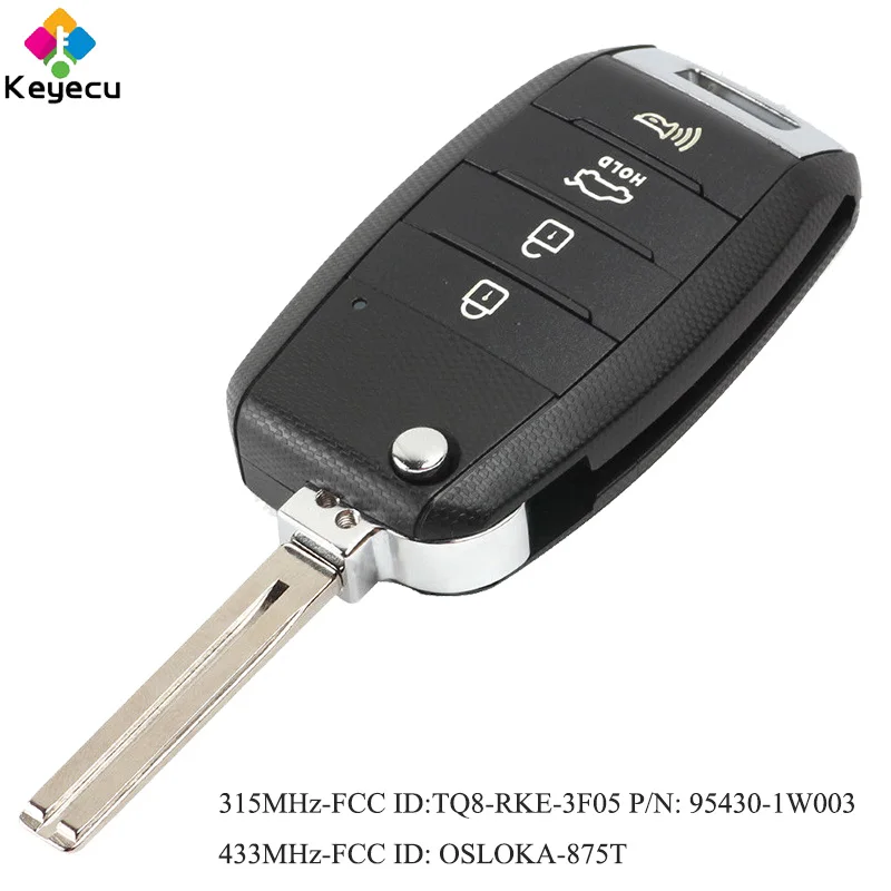 Дистанционный Автомобильный ключ KEYECU Flip 3 + 1 кнопки и 315 МГц/433 МГц FOB для Kia Rio 2014 2016 /