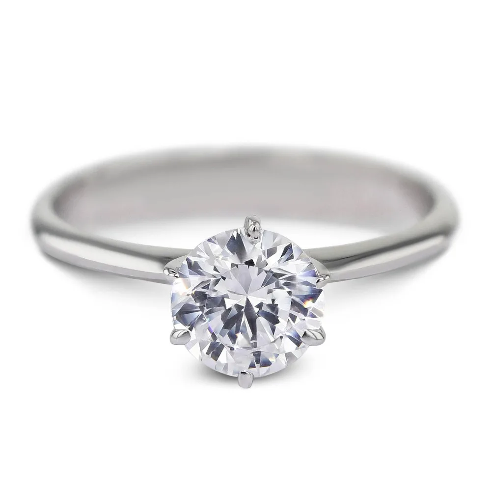 LMoissanite обручальное кольцо круглое блестящее для женщин 14 К золото или серебро