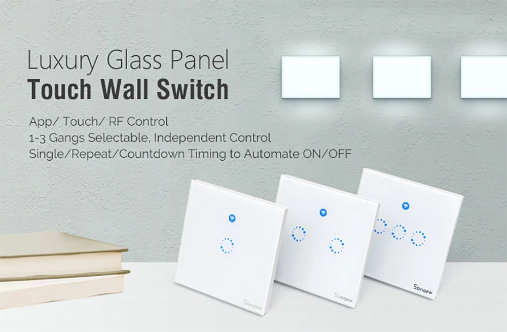 ITEAD Sonoff T1 ЕС Великобритания США Смарт Wi-Fi APP/Touch Управление настенный выключатель света 1/2/3 Gang 86 Тип стены сенсорный выключатель Умный дом